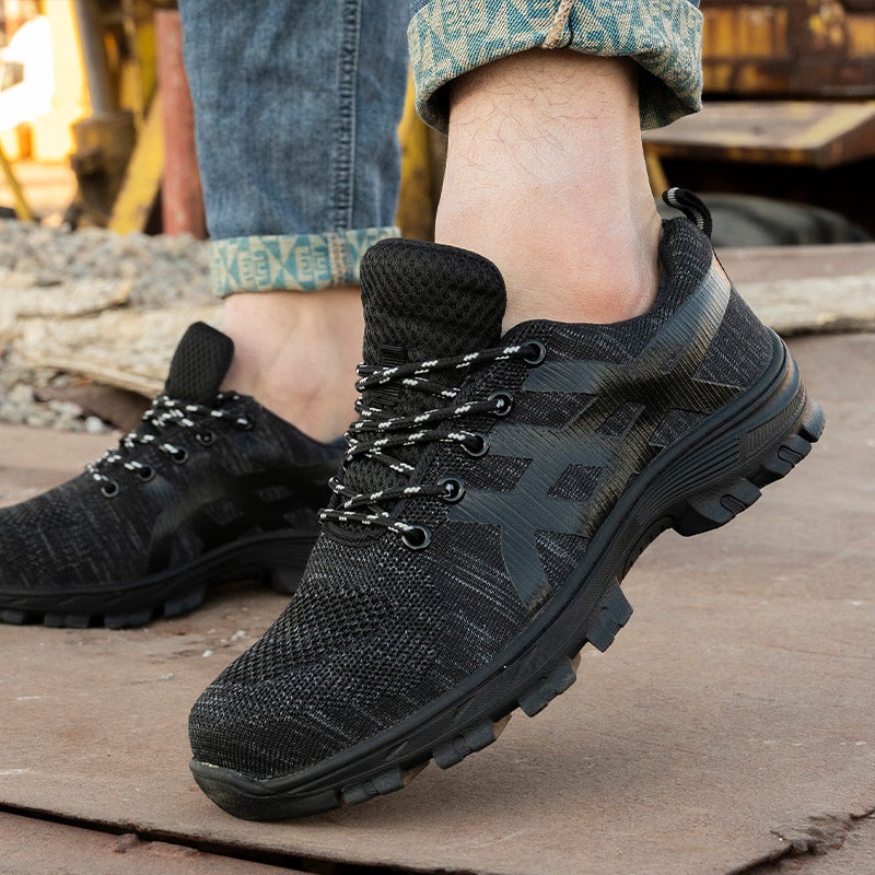 Men'S Labor Protection Shoes, Wear-Resistant, Safe For Construction Sites, Fly-Knit Shoes, Anti-Smash, Anti-Puncture, Steel Toe, Lightweight Men'S Shoes - Image 3